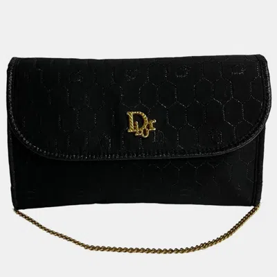 Pre-owned Dior Black Canvas Honeycomb Canvas Chain Crossbody Bag