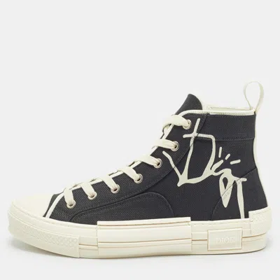 Pre-owned Dior Black Canvas Jack B23 High Top Trainers Size 41.5