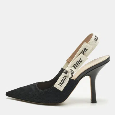 Pre-owned Dior Black Canvas J'a Slingback Pumps Size 37