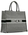Dior Black Canvas Large Houndstooth Embroidered Book Tote (authentic Pre-  Loved) In Black