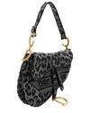 Dior Black Canvas Leopard Medium Saddle Bag (authentic Pre-loved) In Gray
