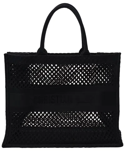 Dior Black Canvas Mesh Embroidered Book Tote (authentic Pre-loved)