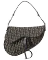 Dior Black Canvas Oblique Saddle Bag (authentic )