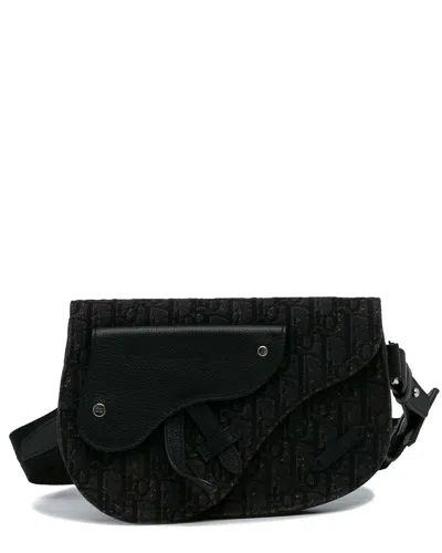 Dior Black Canvas Oblique Saddle Messenger Bag (authentic Pre-loved)
