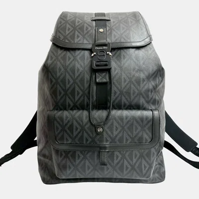 Pre-owned Dior Black Cd Coated Canvas Hit The Road Backpack