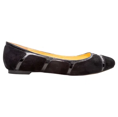 Pre-owned Dior Black Christian  Suede & Patent Leather Ballet Flats