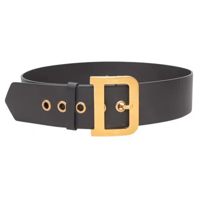 Pre-owned Dior Black Christian  Wide Leather Belt Size Us S