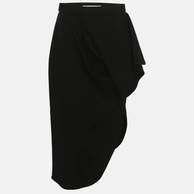 Pre-owned Dior Black Crepe Ruffle Midi Skirt M
