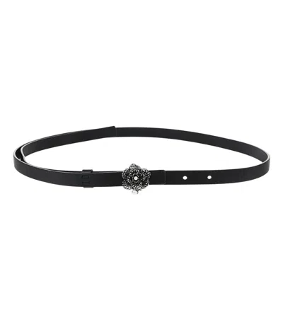 Dior Black Embellished Buckle Solid Belt