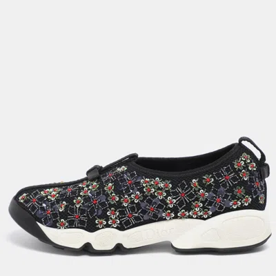 Pre-owned Dior Black Embellished Mesh Fusion Sneakers Size 35 5