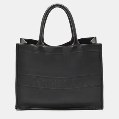 Pre-owned Dior Black Embossed Leather Medium Book Tote