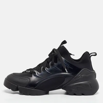 Pre-owned Dior Black Fabric And Pvc D-connect Lace Up Sneakers Size 38.5