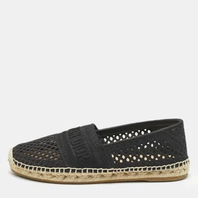 Pre-owned Dior Black Fabric Granville Espadrille Flats Size 36.5