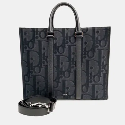 Pre-owned Dior Black Fabric Homme East-west Tote And Shoulder Bag 1essh232yxl