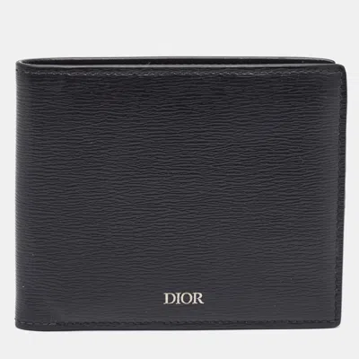 Pre-owned Dior Black Grain Leather Bifold Wallet