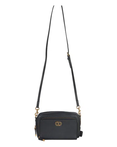 Dior Black Grained Calfskin Caro Double Pouch (authentic Pre-loved)