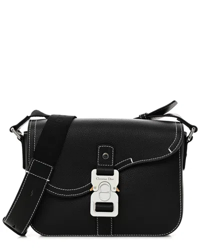 Dior Black Grained Calfskin Leather Saddle Belt Clutch Fard (authentic Pre-  Loved)