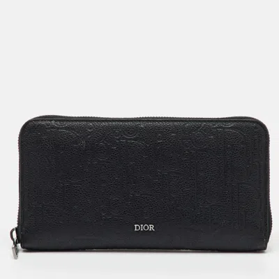 Pre-owned Dior Black Gravity Leather Long Zipped Wallet