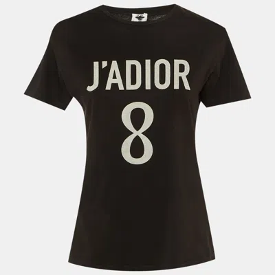 Pre-owned Dior Black J'a Print Cotton & Linen Crew Neck T-shirt S