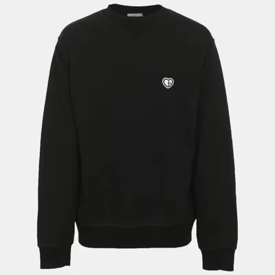 Pre-owned Dior Black Jersey Cd Heart Logo Crewneck Sweatshirt S