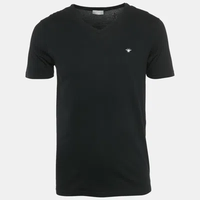 Pre-owned Dior Black Jersey V-neck T-shirt S