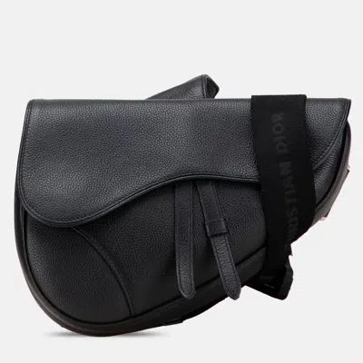 Pre-owned Dior Black Kim Jones Grained Calfskin Saddle Bag