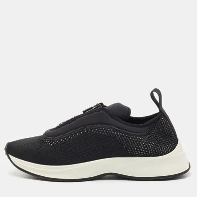 Pre-owned Dior Black Knit Fabric And Neoprene B25 Slip On Sneakers Size 40