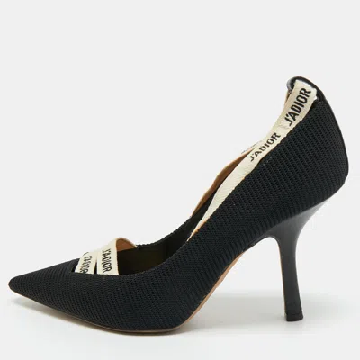 Pre-owned Dior Black Knit Fabric J'a Pumps Size 38.5