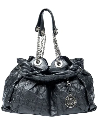 Pre-owned Dior Black Large Cannage Calfskin Leather Medium Le Trente Tote (authentic Pre-loved)