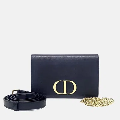 Pre-owned Dior Black Leather 30 Montaigne Two-in-one Pouch Bag