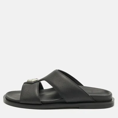 Pre-owned Dior Black Leather Alias Slide Sandals Size 43