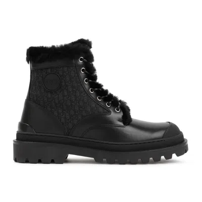 DIOR BLACK LEATHER AND CANVAS BOOT