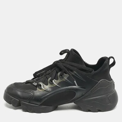 Pre-owned Dior Black Leather And Neoprene D-connect Sneakers Size 37
