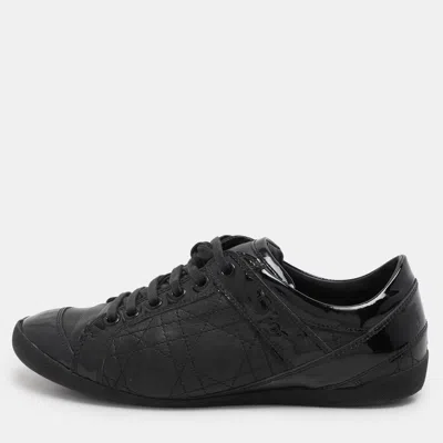 Pre-owned Dior Black Leather And Patent Leather Low Top Sneakers Size 36.5