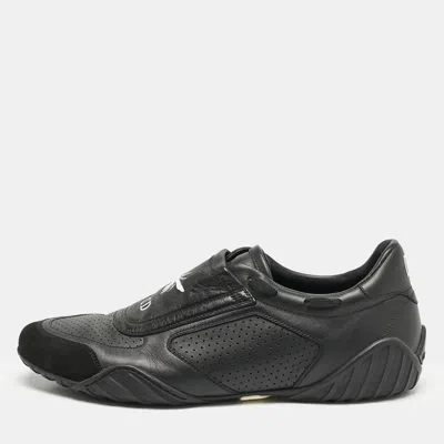 Pre-owned Dior Black Leather And Suede Cd Bee Low Top Sneakers Size 40
