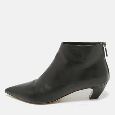 Pre-owned Dior Black Leather Ankle Length Boots Size 38