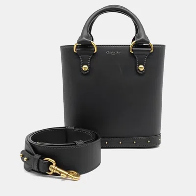 Pre-owned Dior Black Leather Avenue Tote And Shoulder Bag Small
