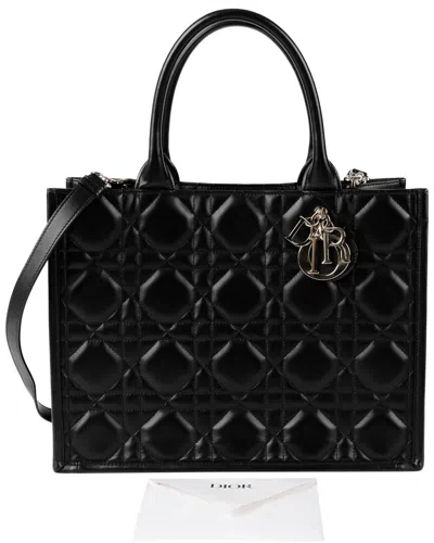 Dior Black Leather Book Medium Tote
