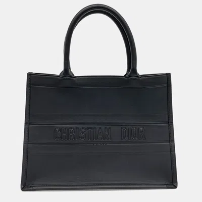 Pre-owned Dior Black Leather Book Tote Bag 36