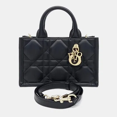 Pre-owned Dior Black Leather Book Tote Mini Strap Bag