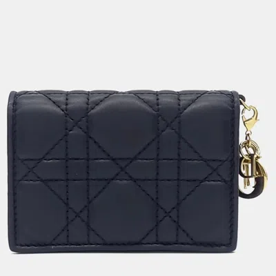 Pre-owned Dior Black Leather Cannage Card Holder