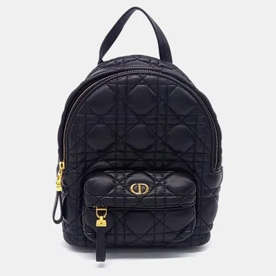 Pre-owned Dior Black Leather Cannage Mini Backpack