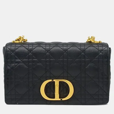 Pre-owned Dior Black Leather Caro Bag Medium