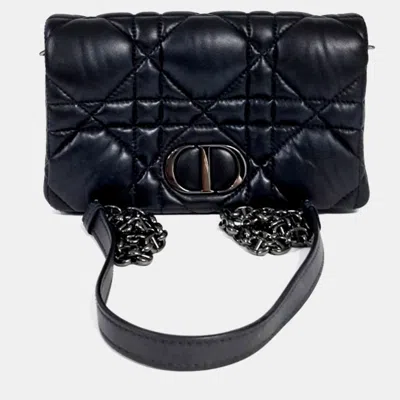 Pre-owned Dior Black Leather Caro Pouch Bag