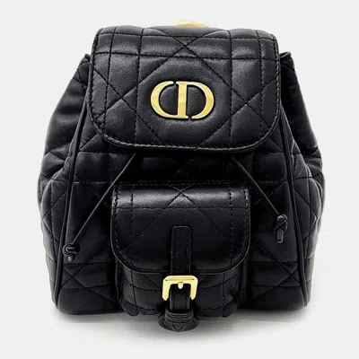 Pre-owned Dior Black Leather Caro Small Backpack