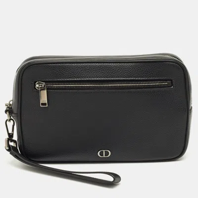 Pre-owned Dior Black Leather Cd Toiletry Pouch