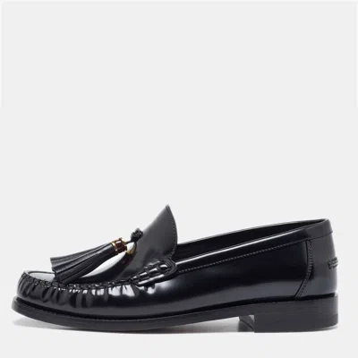 Pre-owned Dior Black Leather D-academy Tassel Detail Slip On Loafers Size 40