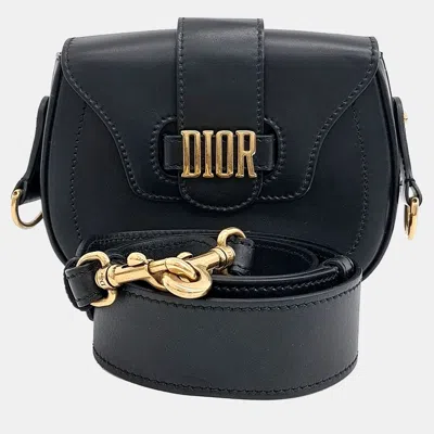 Pre-owned Dior Black Leather Defense Saddlebag
