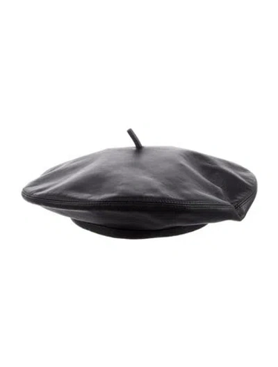 Pre-owned Dior Black Leather  Berete Hat. Designer Size 58