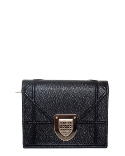 Pre-owned Dior Black Leather Ama Folio Wallet, Never Carried (authentic Pre-loved)